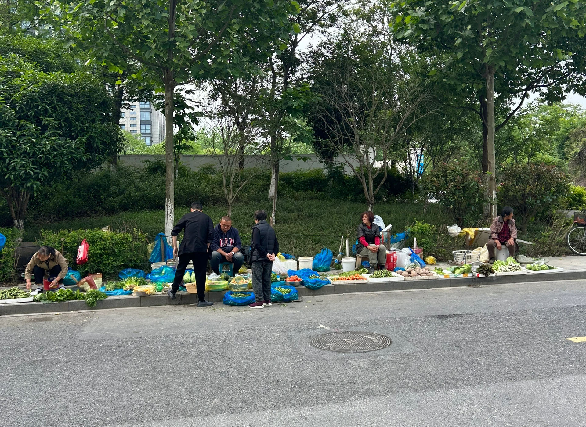 很多大爺大媽都在街邊賣菜閑不住.jpg