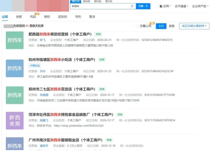 某查詢工具上查胖西來也有很多企業(yè).png